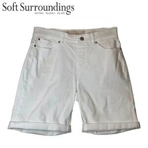 Soft Surroundings The Ultimate Denim Pull on Shorts in White, Size Small, NWOT